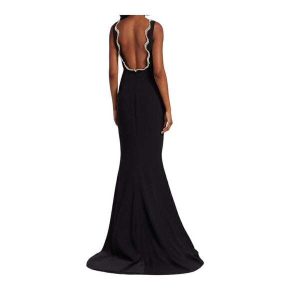 REEM ACRA Black Crystal Embellished Gown Size 12 - Picture 4 of 11
